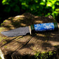 Handmade Damascus Hunting Knife with Epoxy Resin Handle