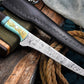 Handmade Damascus Fillet Knife – Rosewood & Resin Handle