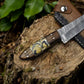 Handmade Damascus Steel Skinning Knife with Leather Sheath