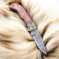 Custom Handmade Damascus Steel Pocket Clip Knife - 3" Blade