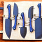 Handmade Damascus Kitchen Knives Set with Exotic Wood Handles