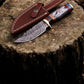 Handmade Damascus Hunting Knife with Exotic Wood Handle