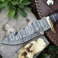 Custom Handmade Damascus Hunting Knife – 8" with Sheath