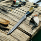 Custom Handmade Damascus Fillet Knife – 12.5” with Leather Sheath