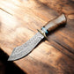 Custom Handmade Damascus Bowie Knife with Rosewood Handle