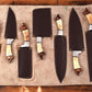Handmade Damascus Kitchen Knives Set with Leather Roll