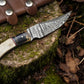 Handmade Damascus Skinning Knife – Epoxy Resin & Bone