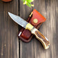cowboy Pocket Knife | Antler Horn Handle with damascus blade