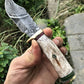 Custom Handmade Damascus Hunting Knife – 7.5” with Bone Handle