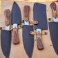 Handmade Damascus Kitchen Knives Set – Exotic Wood Handles
