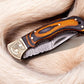 Custom Handmade Damascus Pocket Knife with Exotic Wood Handle
