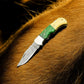 Custom Handmade Damascus Pocket Knife – Bone & Wood Handle