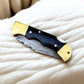 Custom Handmade Damascus Pocket Knife with Buffalo Horn