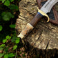 Custom Handmade Bowie Knife - 14" Damascus Steel Blade, Rosewood & Bone Handle