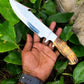 Custom Handmade Bowie Knife - D2 Steel Blade, Bone Handle, 13" Overall