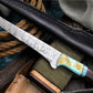 Handmade Damascus Fillet Knife – Rosewood & Resin Handle