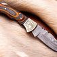Custom Handmade Damascus Pocket Knife with Exotic Wood Handle