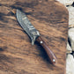 Handmade Damascus Cowboy Knife with Exotic Wood Handle