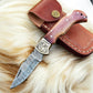 Custom Handmade Damascus Steel Pocket Clip Knife - 3" Blade