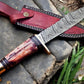 Handmade Damascus Hunting Knife – 12" with Bone Handle
