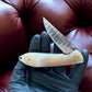 Handmade Damascus Steel Pocket Knife with Bone Handle