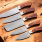 Handmade Damascus Kitchen Knives Set – Exotic Wood Handles