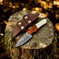 Handmade Damascus Steel Skinning Knife – 7.5" with Resin & Bone Handle