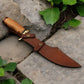 Handmade Damascus Bowie Knife with Olive Wood Handle