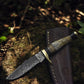 Handmade Damascus Skinning Knife – Antler Horn Handle