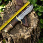 Custom Handmade Bowie Knife - 14" Damascus Steel Blade, Rosewood & Bone Handle