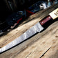 Custom Handmade Damascus Fillet Knife | 13" with Bone & Wood Handle