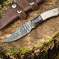 Handmade Damascus Skinning Knife – Epoxy Resin & Bone