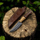 Handmade Damascus Steel Skinning Knife with Rosewood & Olivewood Handle