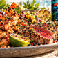 Coastal cooking inspiration with shrimp and fish. Illustrative scene; food and props not included.