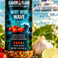 Individual Wiri Wiri Wave shaker concept with red peppers, garlic and lime. Illustrative preorder packaging.