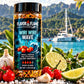 Wiri Wiri Wave 5 oz preorder shaker concept in a bright tropical coastal setting. Illustrative packaging; final packaging may differ.